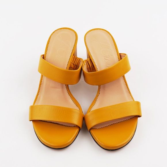 New JCREW Size 7 Lucie Double-Strap Block-Heel Sandals in Warm Marigold - Picture 3 of 7